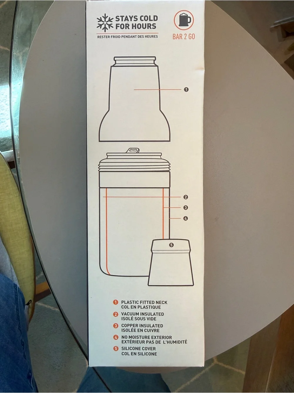 Frosty Beer 2 Go Bottle + Can Chiller (new in box)-smoke color